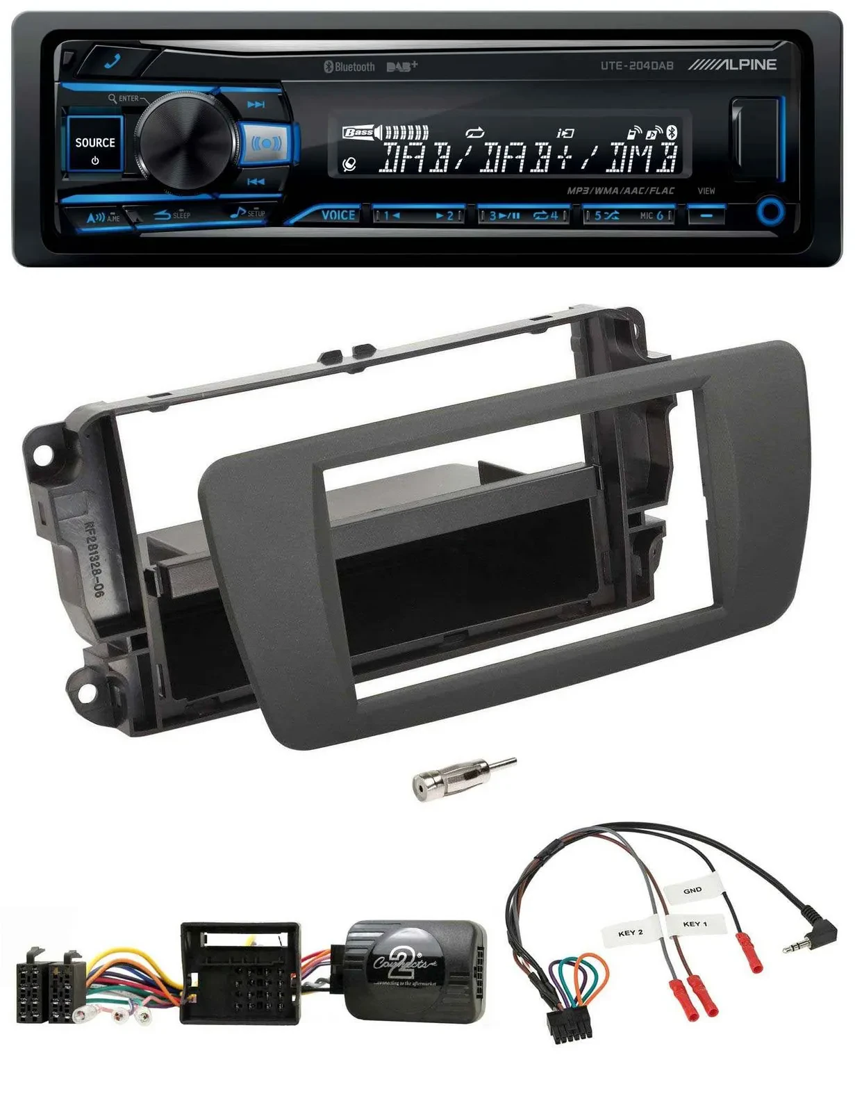 Alpine USB Bluetooth DAB Lenkrad Autoradio für Seat Ibiza tuam grey