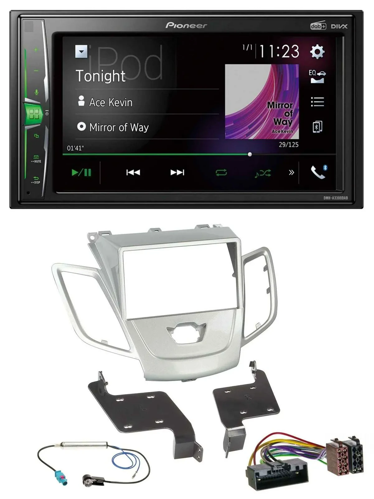 Pioneer 2DIN MP3 DAB USB Bluetooth Autoradio für Ford Fiesta 2010-2017 silber