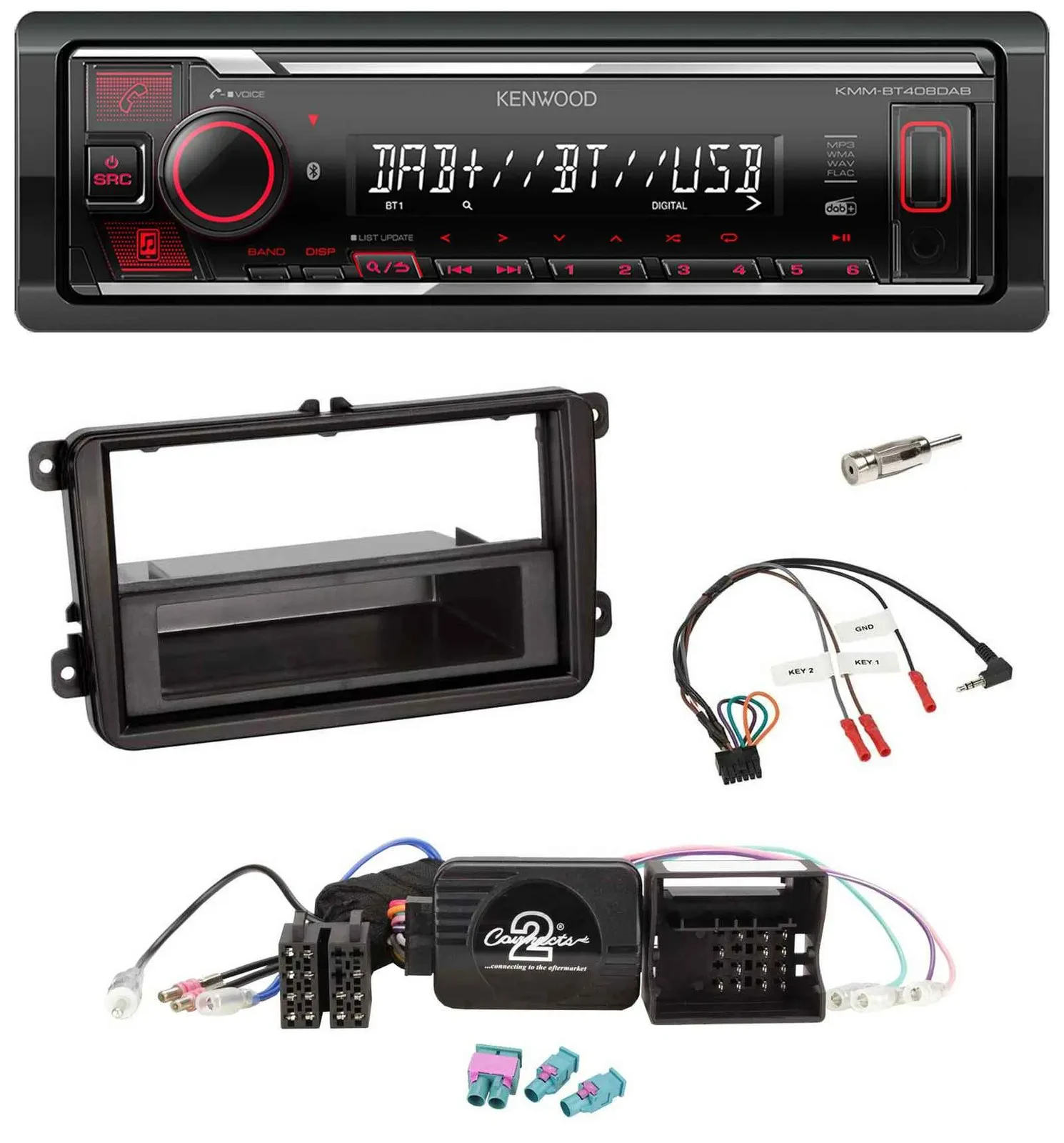 Kenwood Lenkrad Bluetooth USB DAB Autoradio für VW Amarok Beetle EOS Caddy Golf