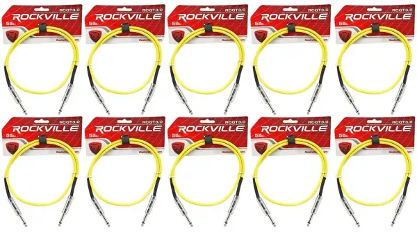 Патч-кабель инструментальный Rockville RCGT3.0Y Yellow 0.9 м (10 штук)