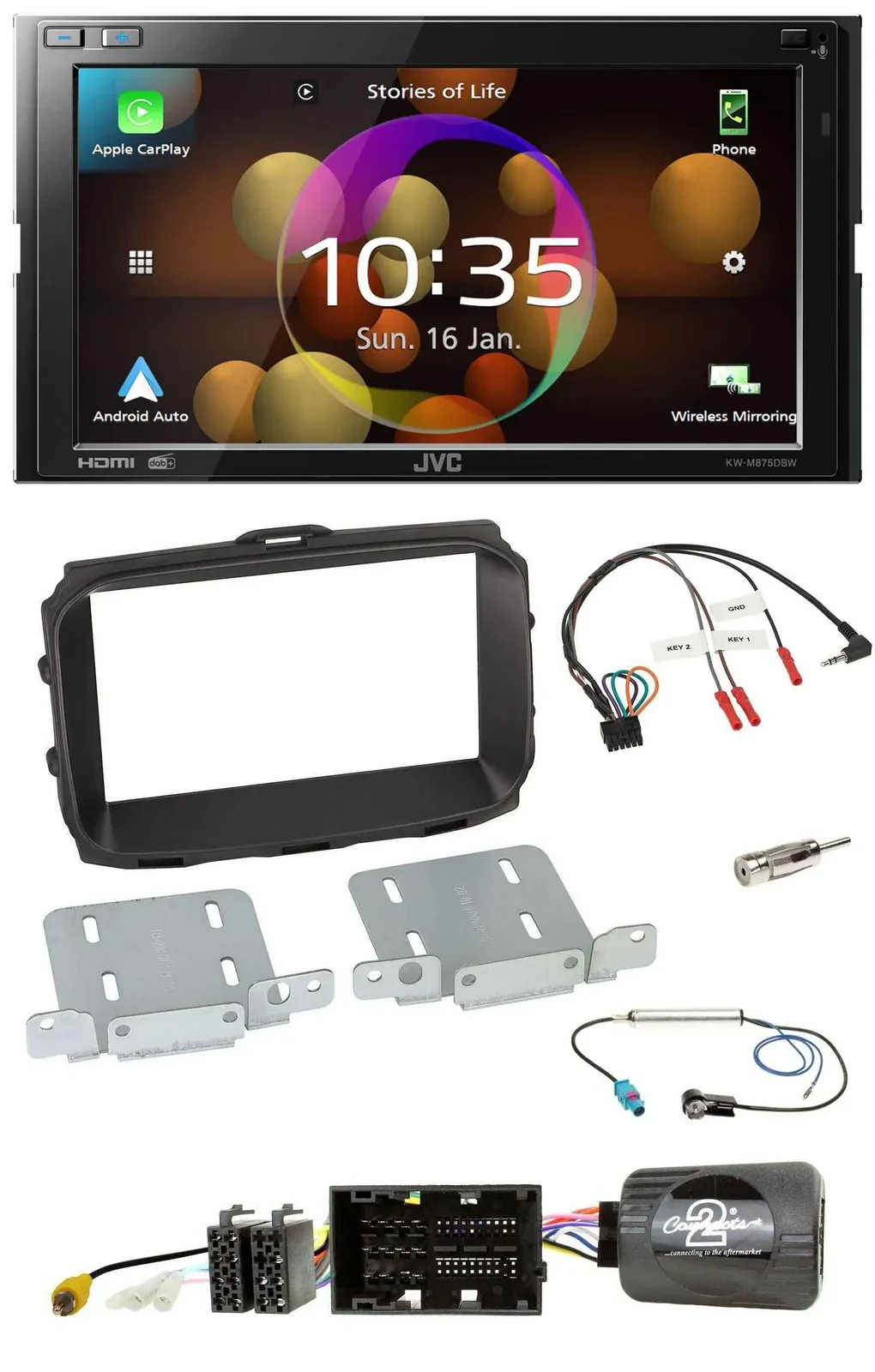 JVC DAB Lenkrad 2DIN Bluetooth USB Autoradio für Alfa Giulietta 2013-2021 940 Fa
