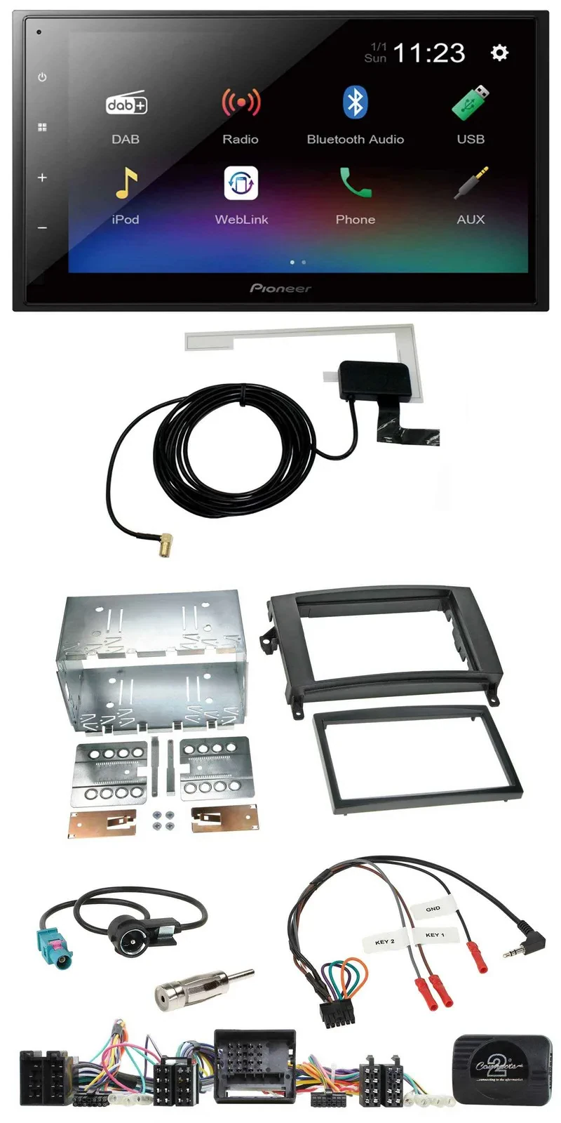 Pioneer DAB Lenkrad Bluetooth 2DIN USB Autoradio für Mercedes A- B-Klasse W169 T