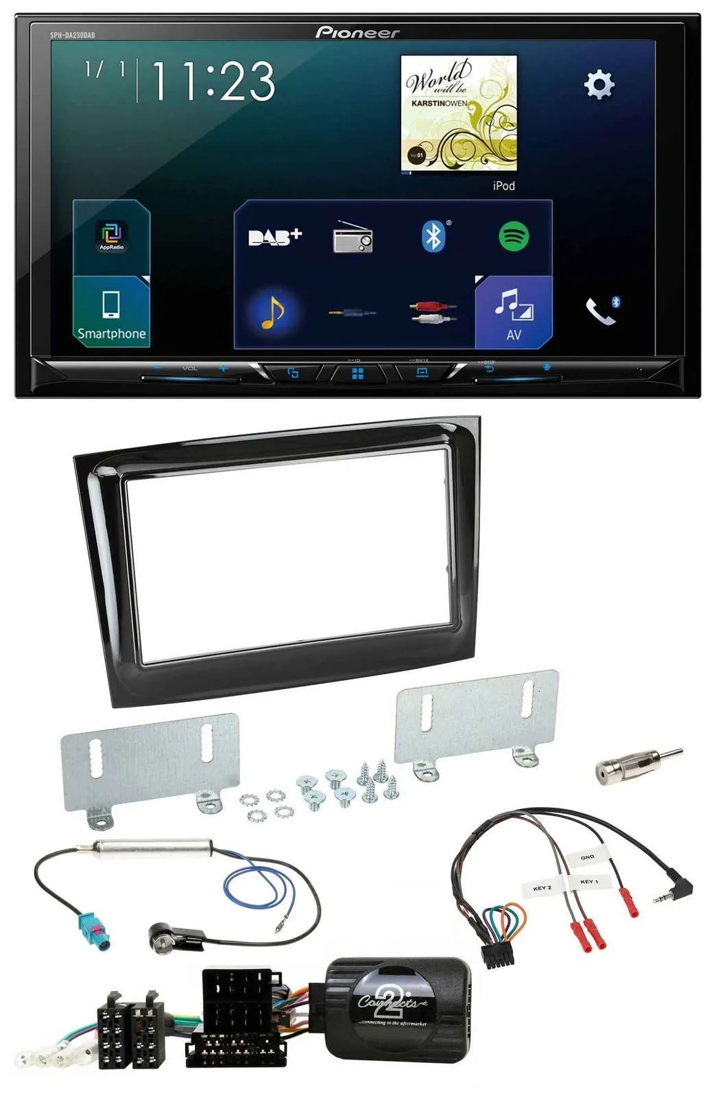 Pioneer Lenkrad Bluetooth USB 2DIN DAB Autoradio für Fiat Doblo VDO ab 2015 pian