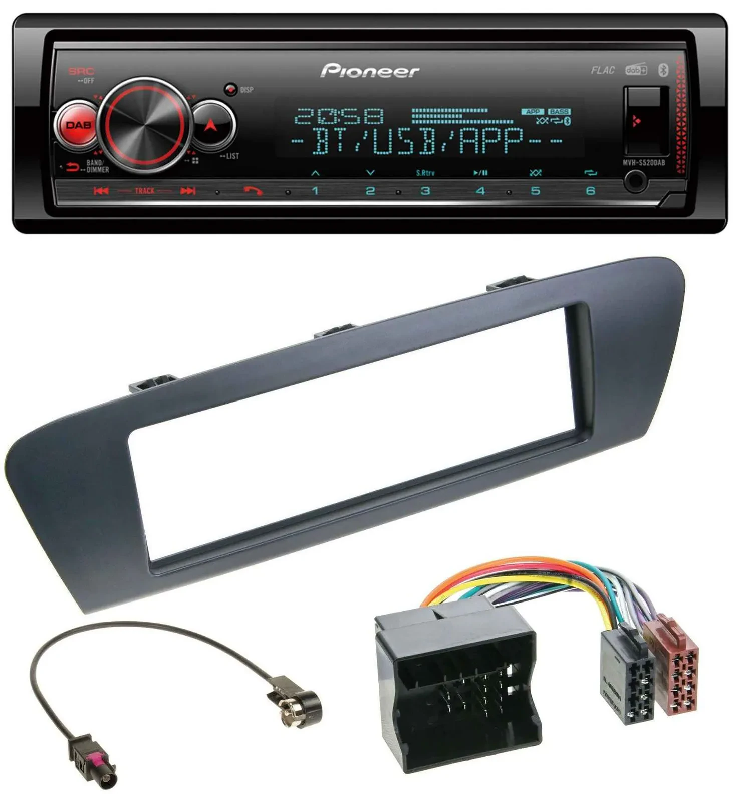 Pioneer Bluetooth USB MP3 DAB Autoradio für Renault Scenic (ab 12) - grau