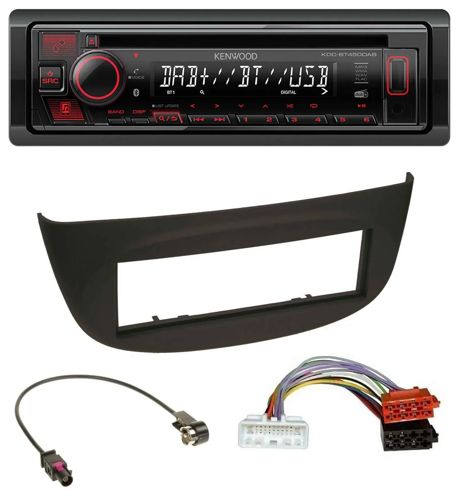 Kenwood MP3 CD USB Bluetooth DAB Autoradio für Renault Twingo ab 2015 schwarz