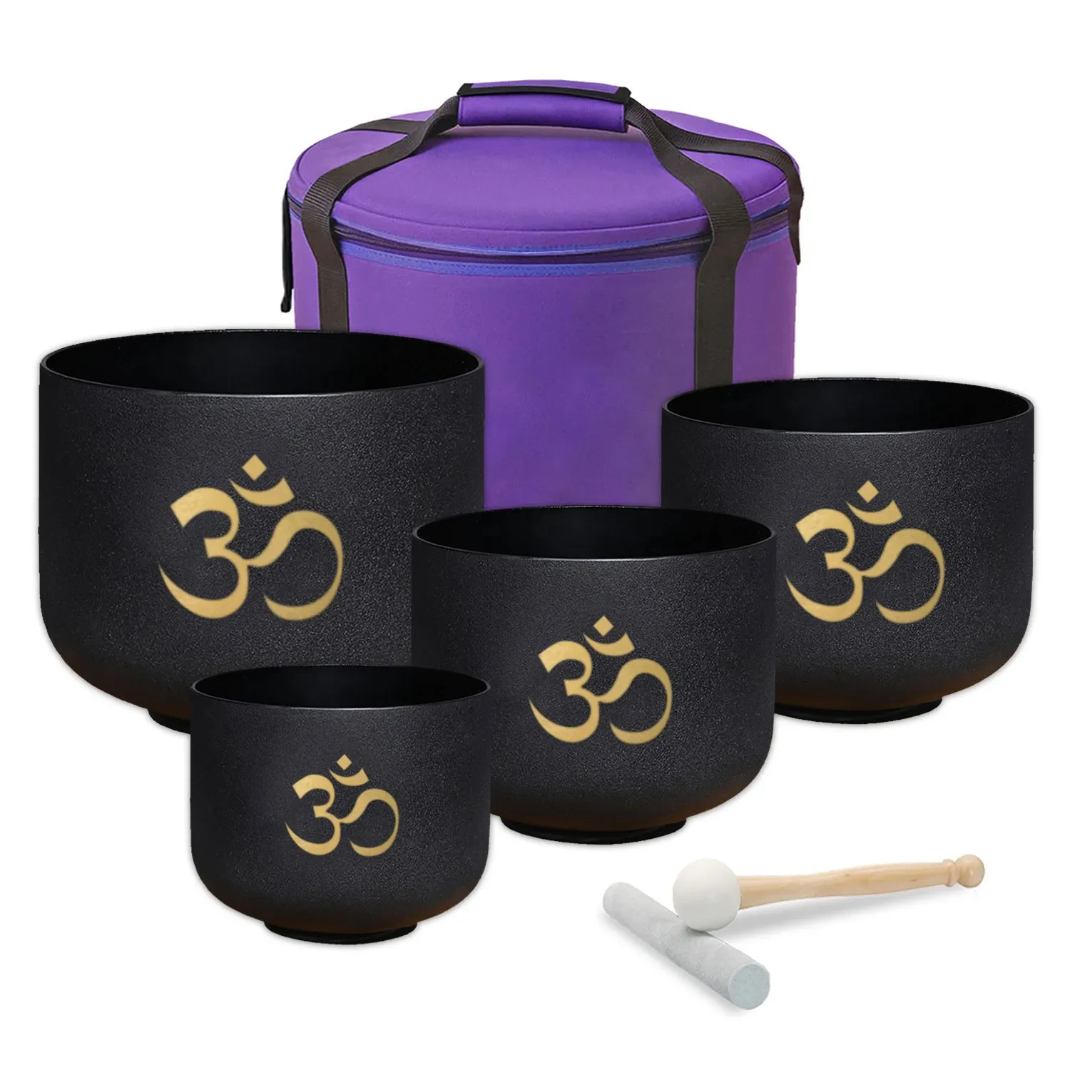 Поющие чаши keepdrum OM Pro кварцевые (набор, 4 шт.), черный, с аксессуарами