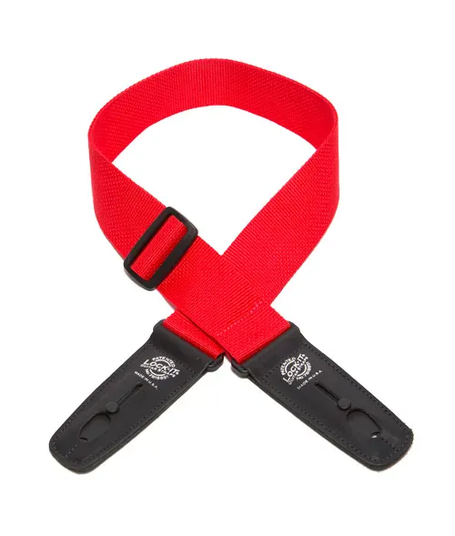 Lock-It Professional Poly Guitar Strap with Locking Leather Ends, Red