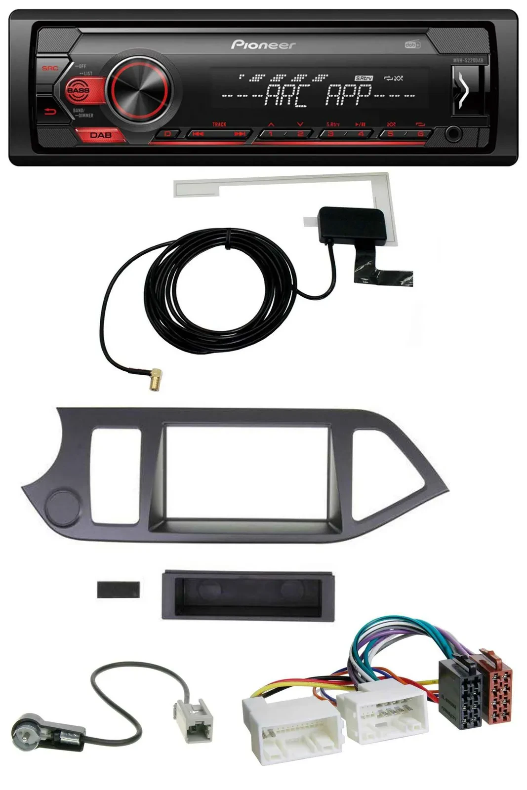 Автомагнитола Pioneer для Kia Picanto (с 2011), 1-DIN, USB, DAB, MP3, AUX, без Start-Stop