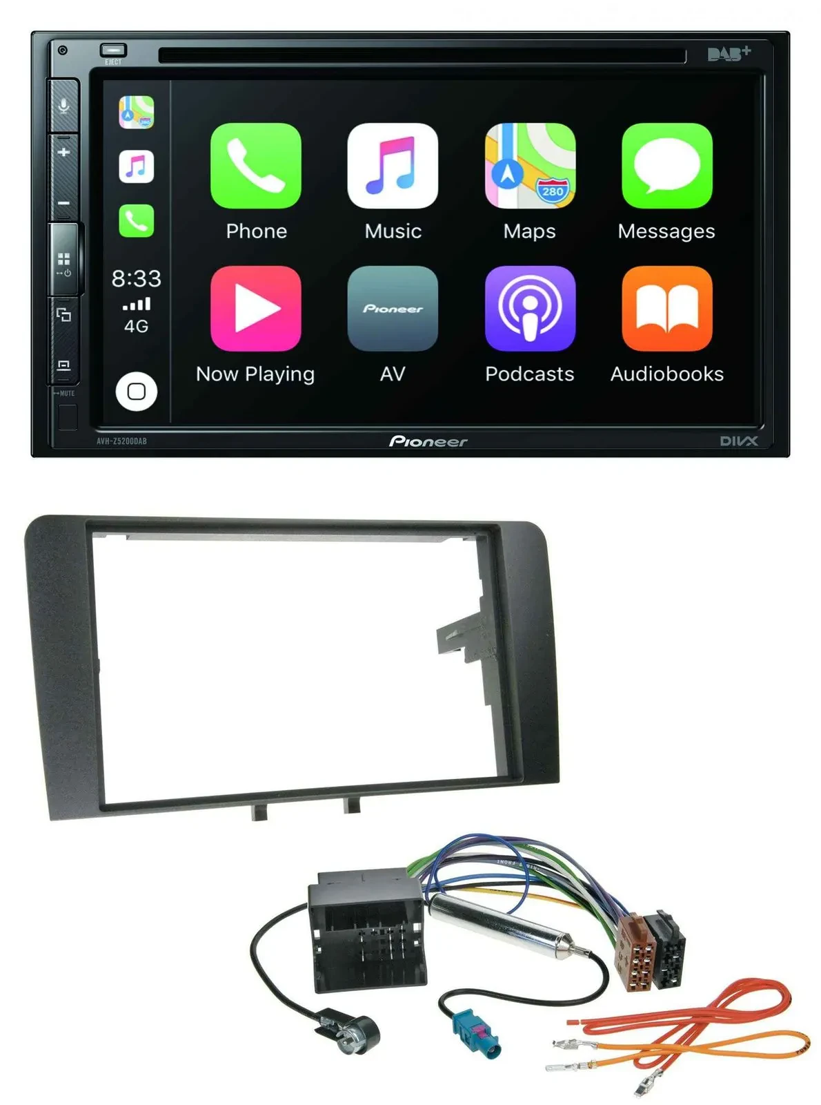 Pioneer DVD 2DIN MP3 DAB Bluetooth USB Autoradio für Audi A3 03-12 8P Quadlock
