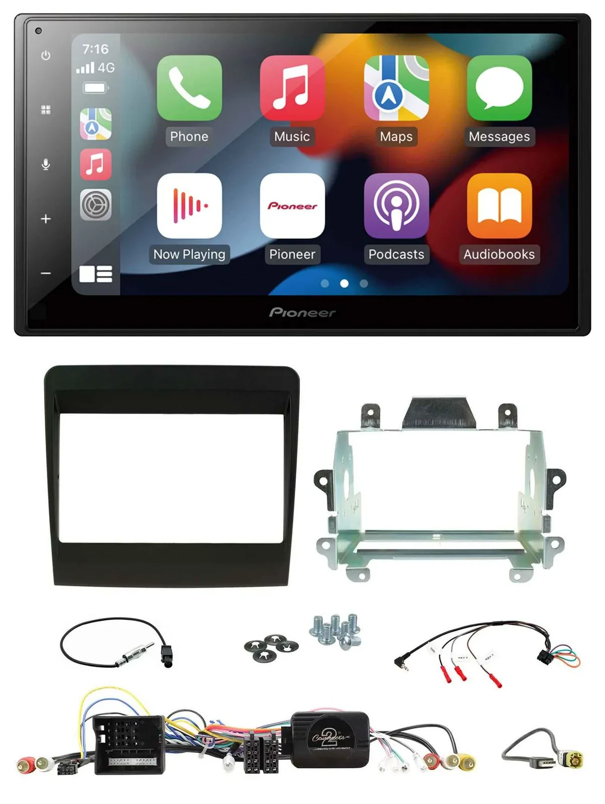 Автомагнитола Pioneer 2-DIN, DAB, Bluetooth, USB для Porsche 911 (2011–2017, 991) с поддержкой управления на руле