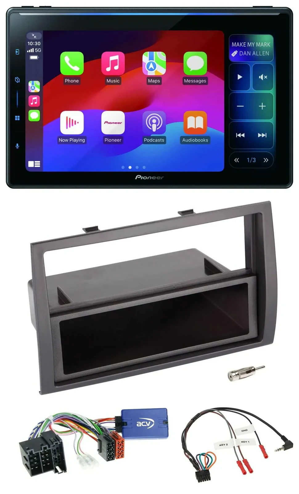 Pioneer Bluetooth DAB Lenkrad USB Autoradio für Fiat Ducato 2008-2011 schwarz