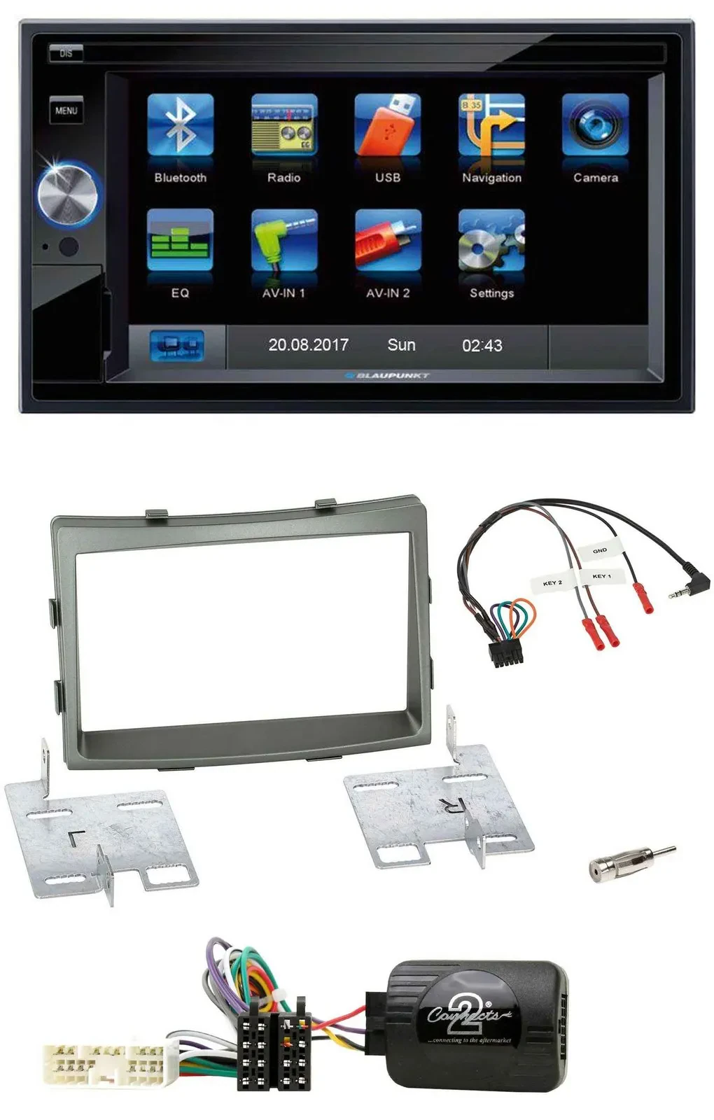 Blaupunkt SD Bluetooth 2DIN MP3 USB Lenkrad Autoradio für SSangYong Rodius ab 20