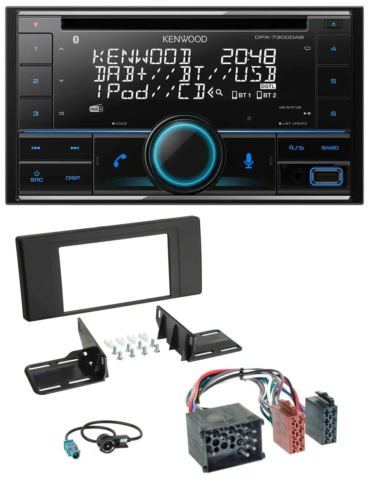 Автомагнитола для BMW X5 (E53 2000–2002) Kenwood 2 DIN, CD, DAB, USB, MP3, Bluetooth