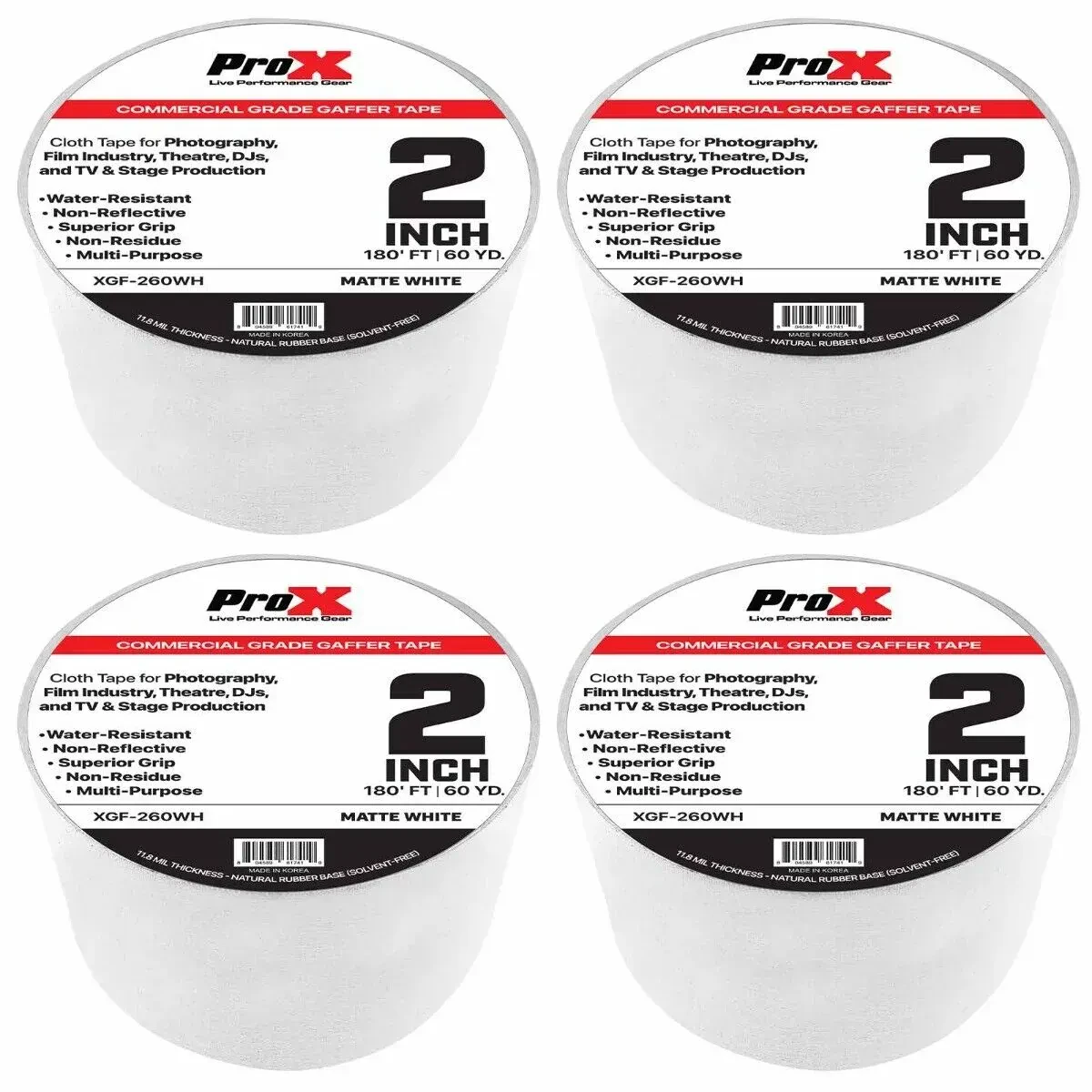 Лента для крепления кабеля ProX XGF-260WH White 55 м (4 штуки)