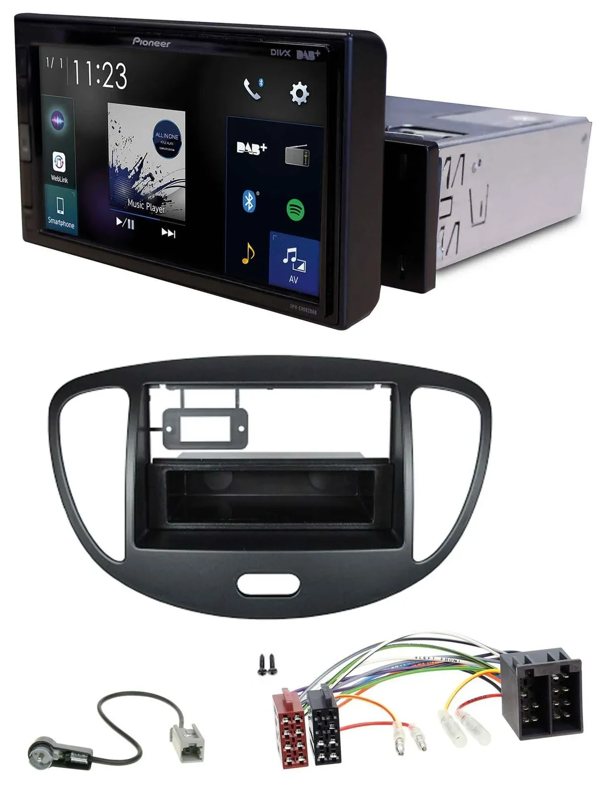 Pioneer DAB MP3 Bluetooth USB Autoradio für Hyundai i10 (2008-2013) schwarz