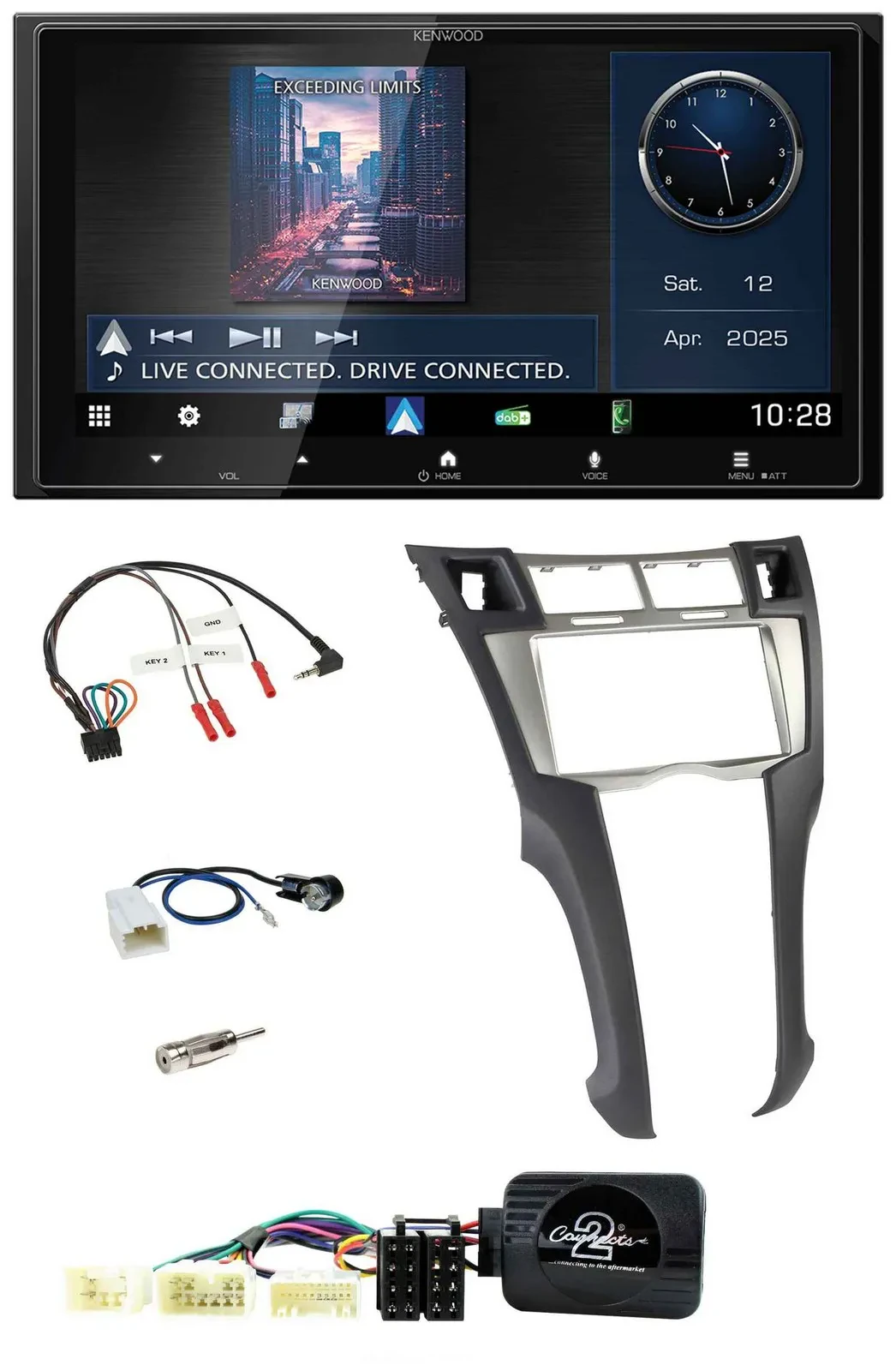 Kenwood Bluetooth 2DIN USB DAB Lenkrad Autoradio für Toyota Yaris 2006-2011