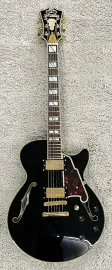 D'Angelico Excel SS Semi-Hollow Electric Guitar in Solid Black, DAESSSBKGSCBE