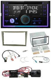 JVC Lenkrad USB 2DIN DAB Bluetooth CD Autoradio für Opel Corsa D satin-stone 09-