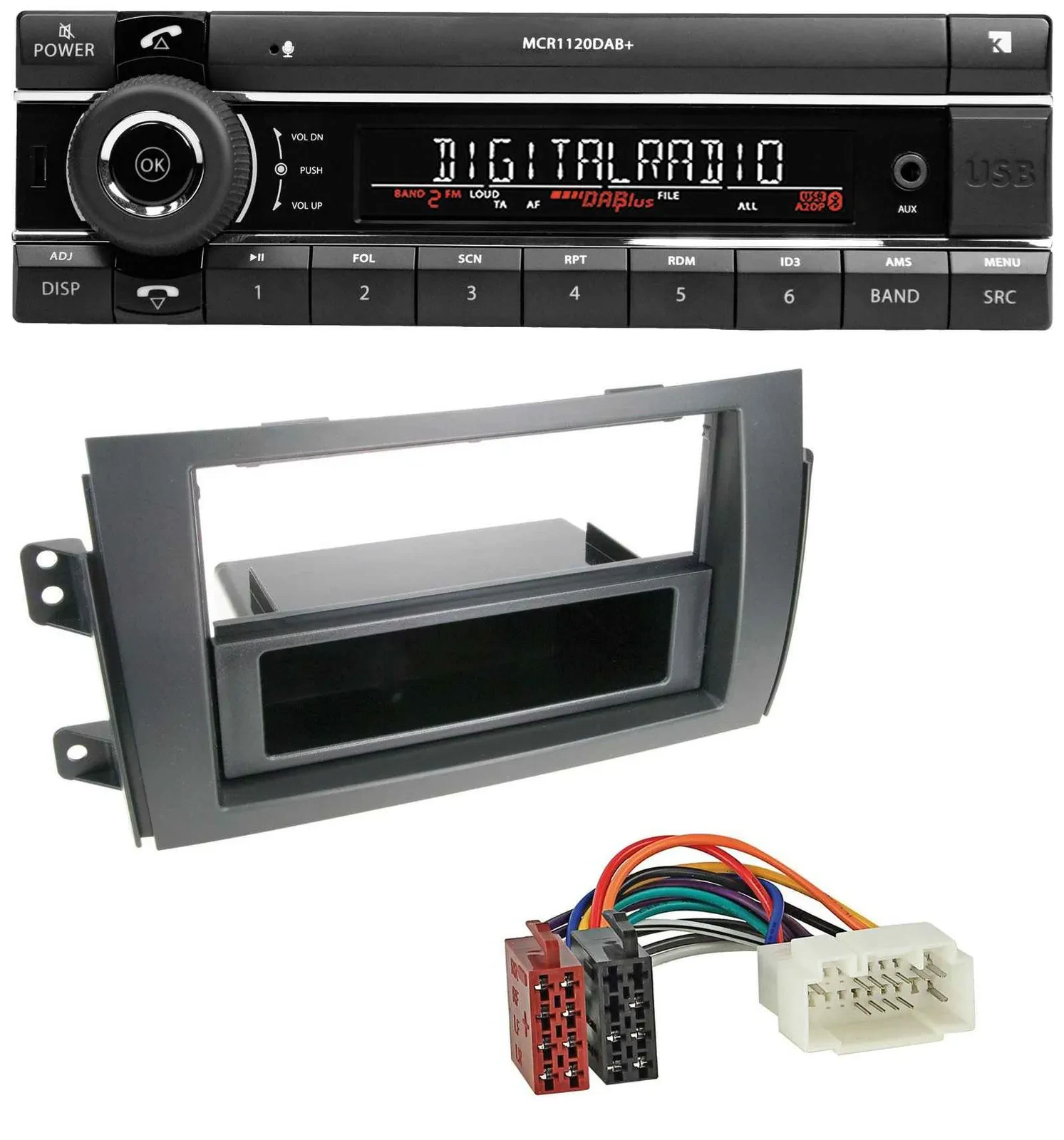Kienzle Bluetooth MP3 USB DAB Autoradio für Fiat Sedici, Suzuki SX 4