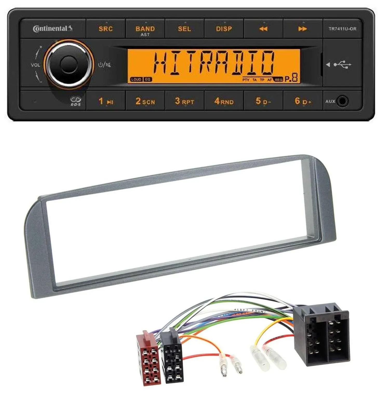 Continental 1DIN USB AUX MP3 Autoradio für Alfa Romeo 147, GT - anthrazit