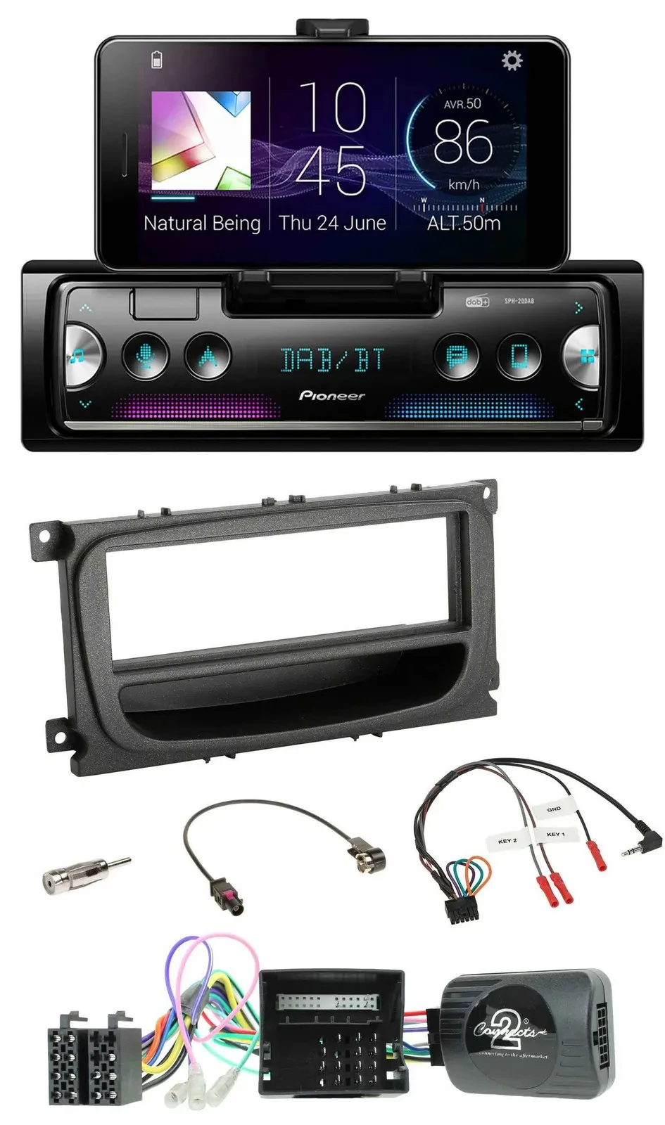 Pioneer USB Lenkrad Bluetooth DAB Autoradio für Ford Mondeo S-Max Can 07-14 schw