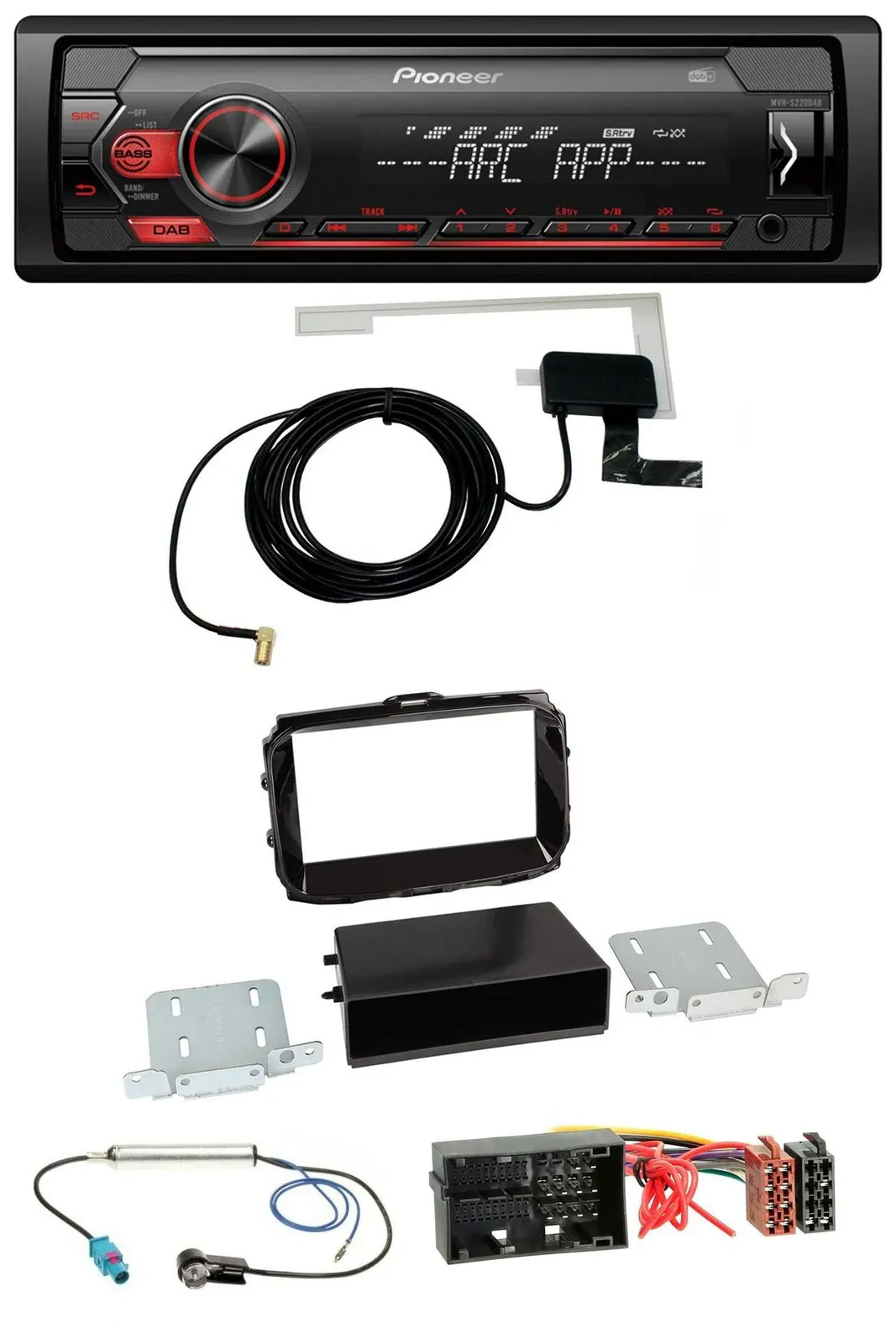 Автомагнитола для Alfa Giulietta Pioneer 1-DIN USB DAB MP3 AUX 52-pin (с 2013), piano black