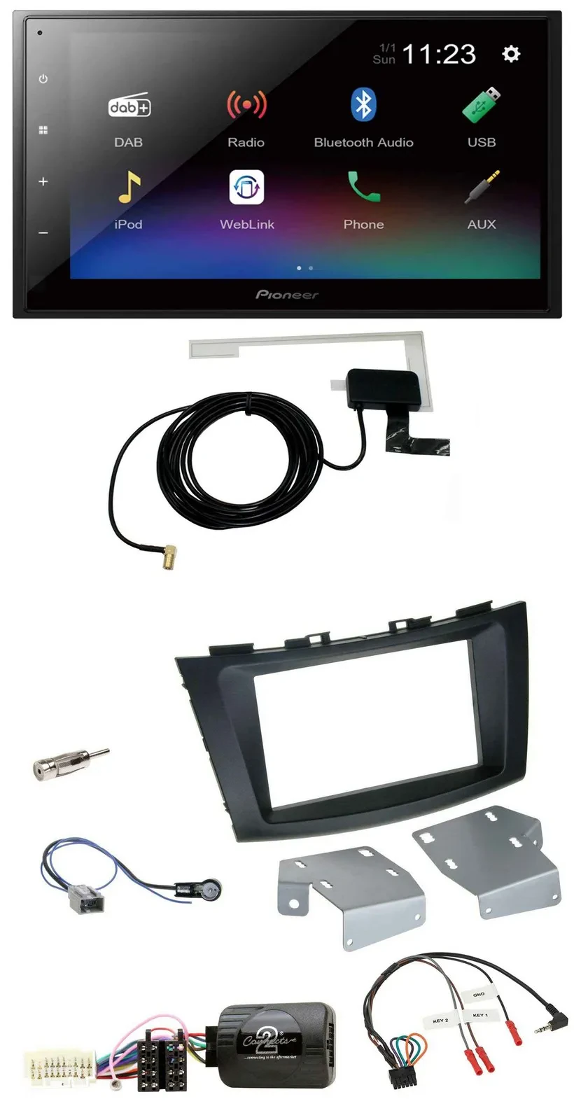 Pioneer DAB Lenkrad Bluetooth 2DIN USB Autoradio für Suzuki Swift ab 2011