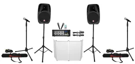 Rockville RPG2X15 PA System Mixer/Amp+15" Speakers+Stands+Mics+Bluetooth+Facade