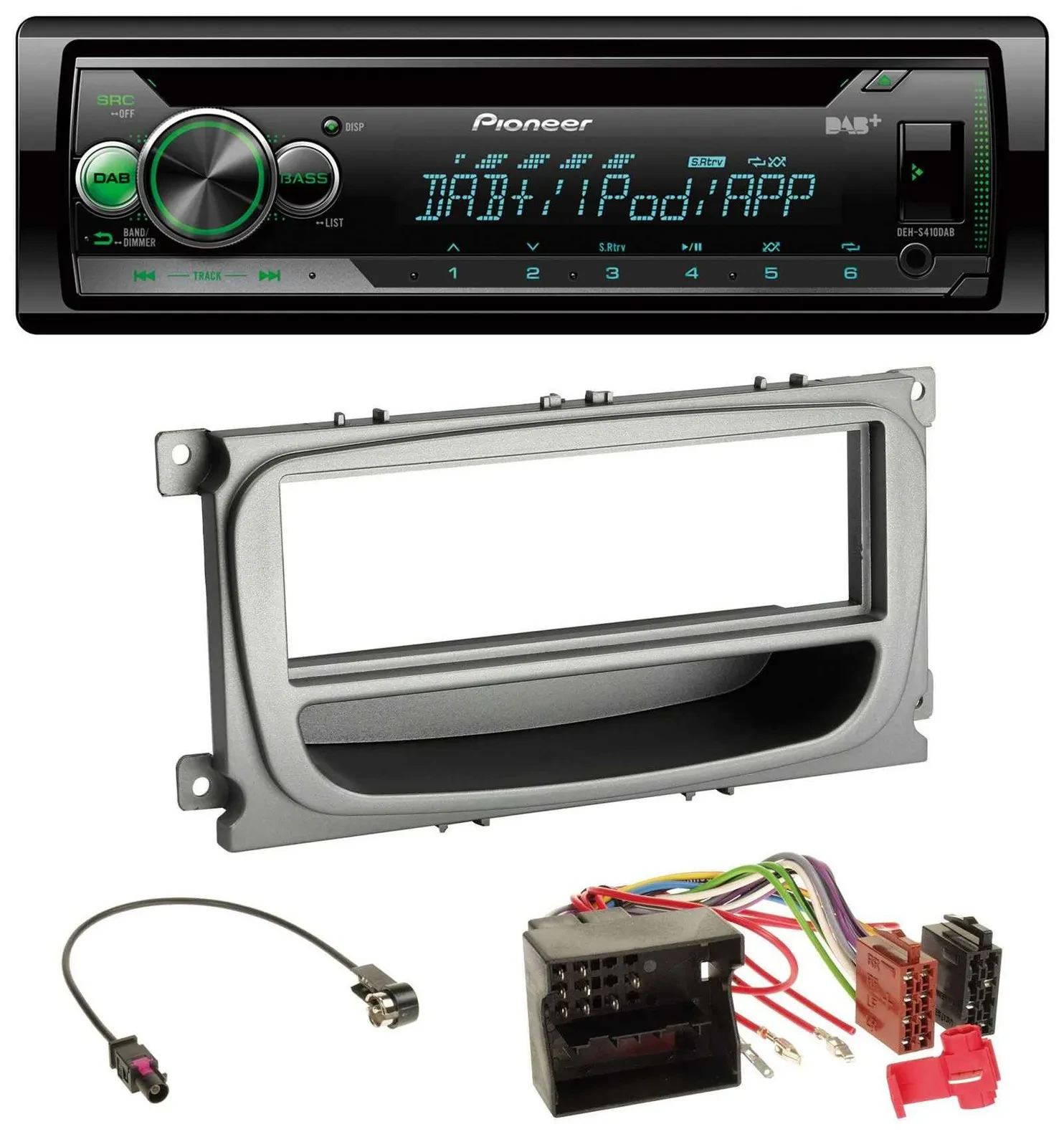 Pioneer USB MP3 DAB AUX CD Autoradio für Ford Mondeo S-Max 07-14 silber Ablagefa