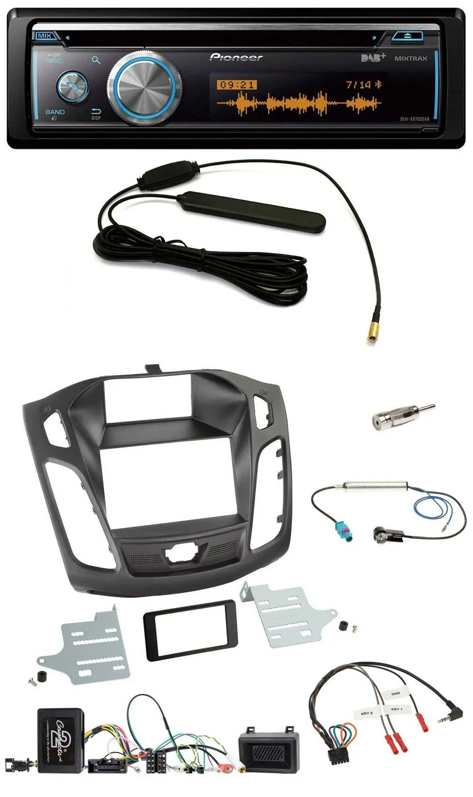 Автомагнитола Pioneer CD, USB, Bluetooth, DAB для Ford Focus DYB 2011–2014