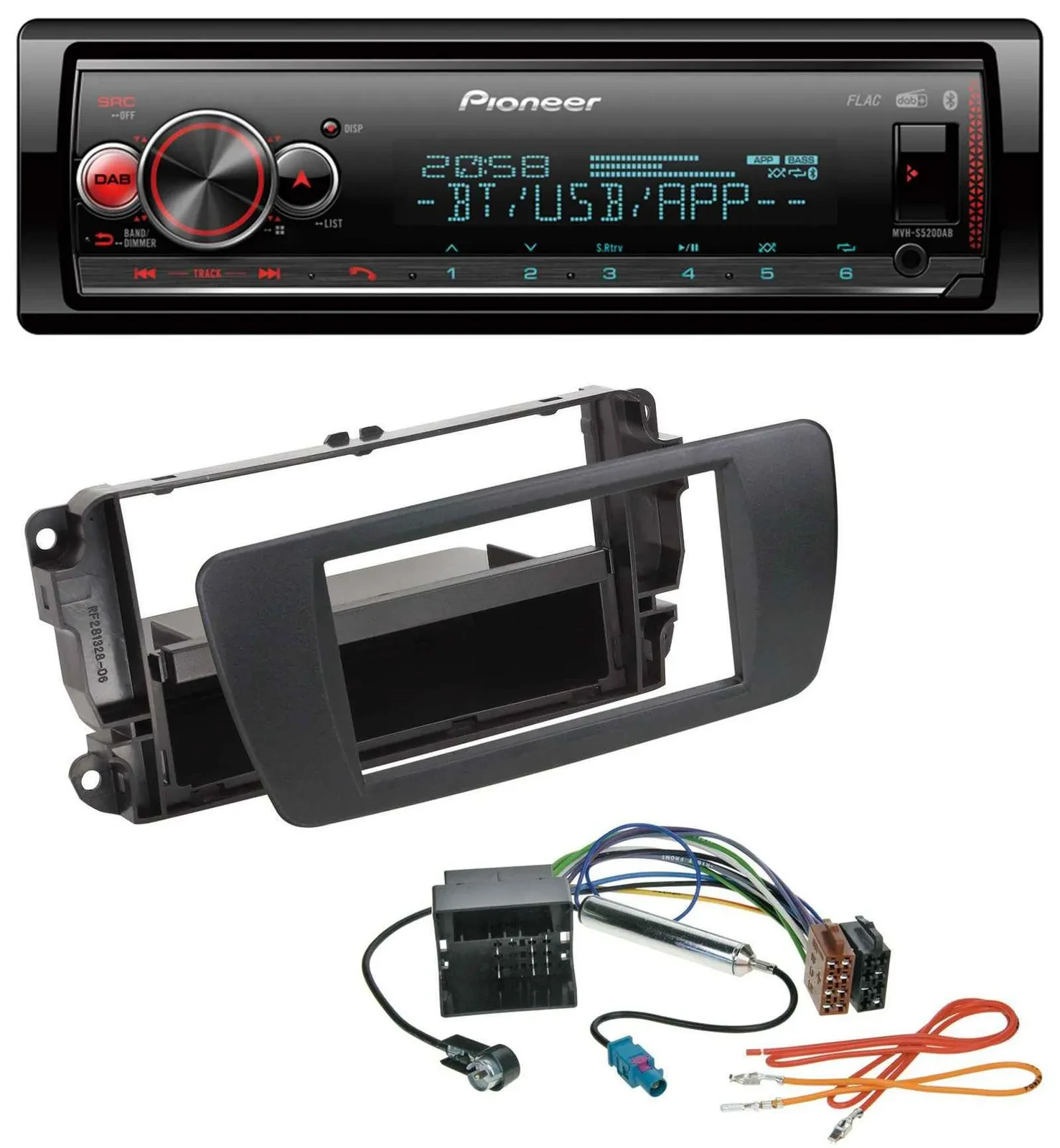 Pioneer Bluetooth USB MP3 DAB Autoradio für Seat Ibiza 6J ab 08 nitschwarz AN1