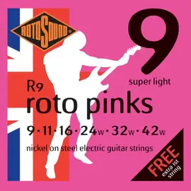 Струны для электрогитары Rotosound R9 Roto Pinks 9-42