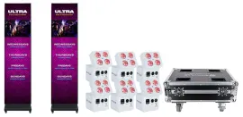 American DJ WMS2 Media Sys DC w/(4) WMS2 LED Panels+6) Wash Lights+Charging Case