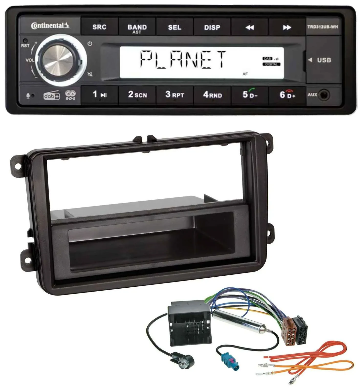 Continental USB 1DIN AUX DAB MP3 Autoradio für Skoda Fabia Octavia Rapid Roomste