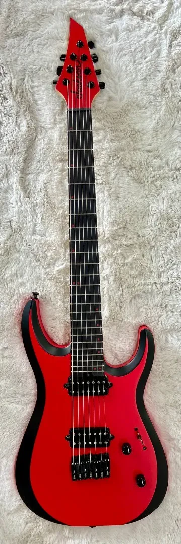 Б/У Электрогитара Jackson Pro Plus Series DK Modern MDK7 HT 7-струнная, фиксированный бридж, накладка грифа из черного дерева, цвет: красный (satin) с черными фасками