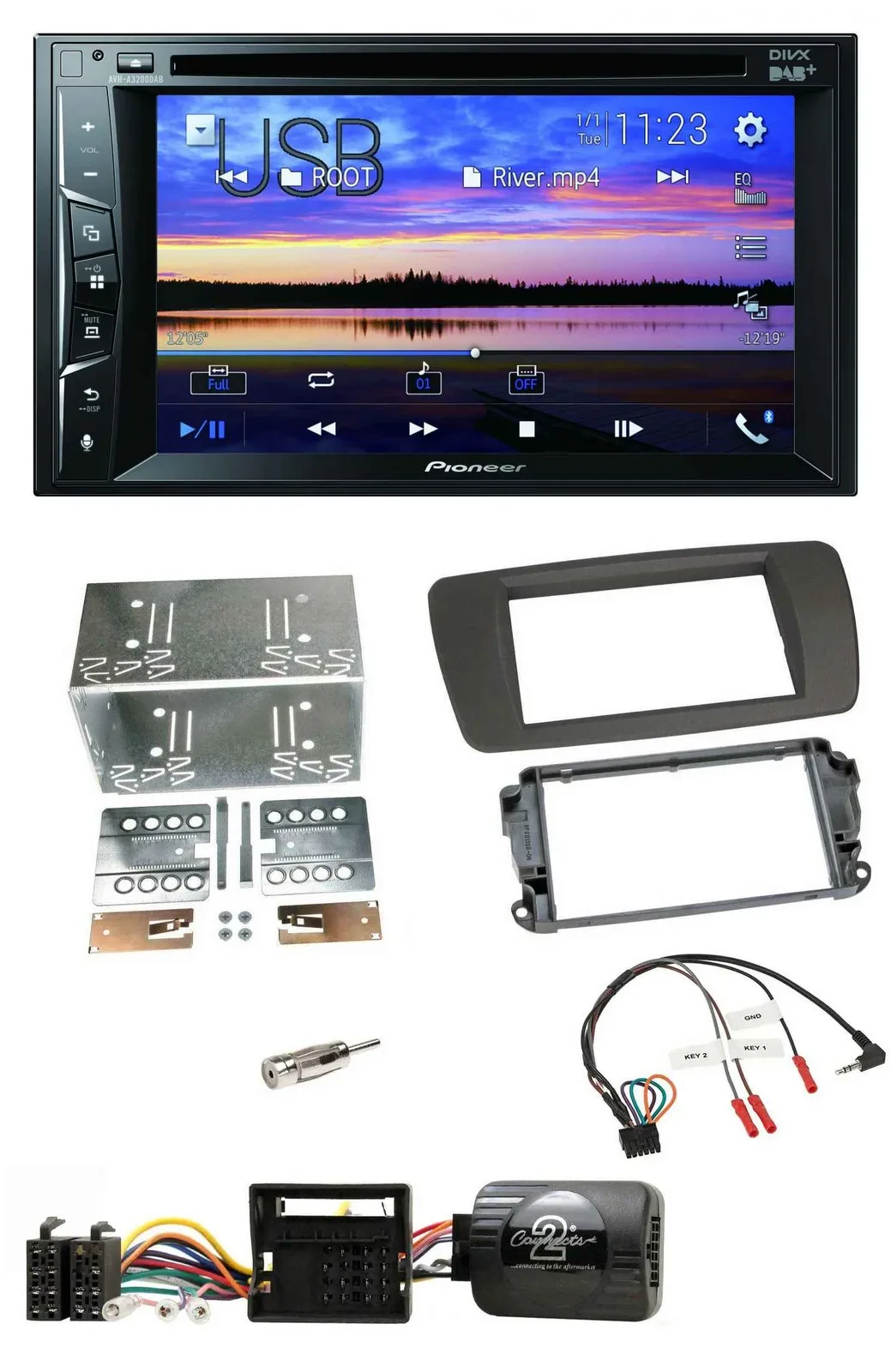 Автомагнитола для Seat Ibiza (с 2008) Pioneer tuam-g 2DIN, Bluetooth, USB, DVD, DAB, поддержка кнопок на руле