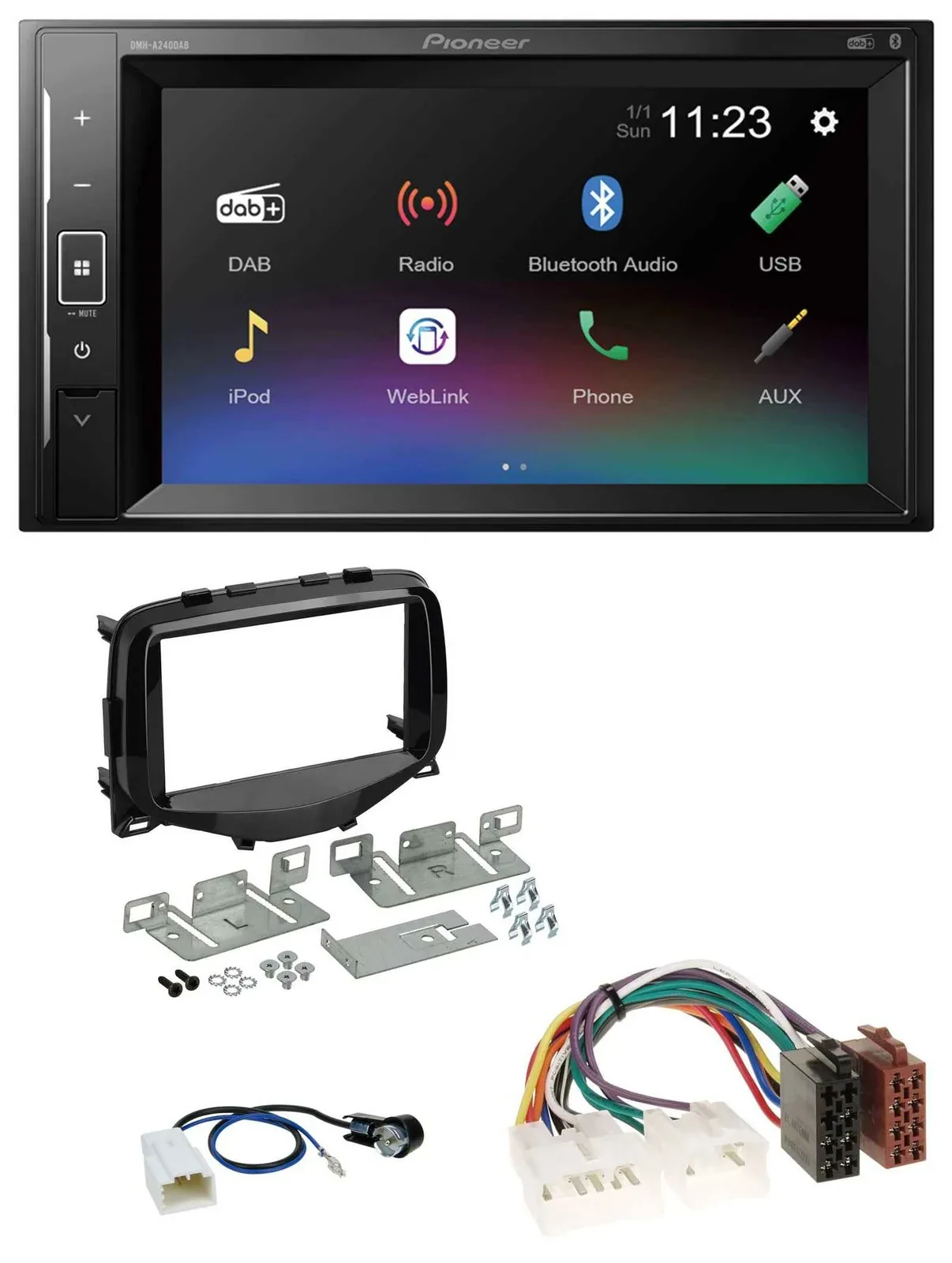 Автомагнитола для Toyota Aygo (2014–2021) Pioneer 2DIN, DAB, MP3, Bluetooth, USB