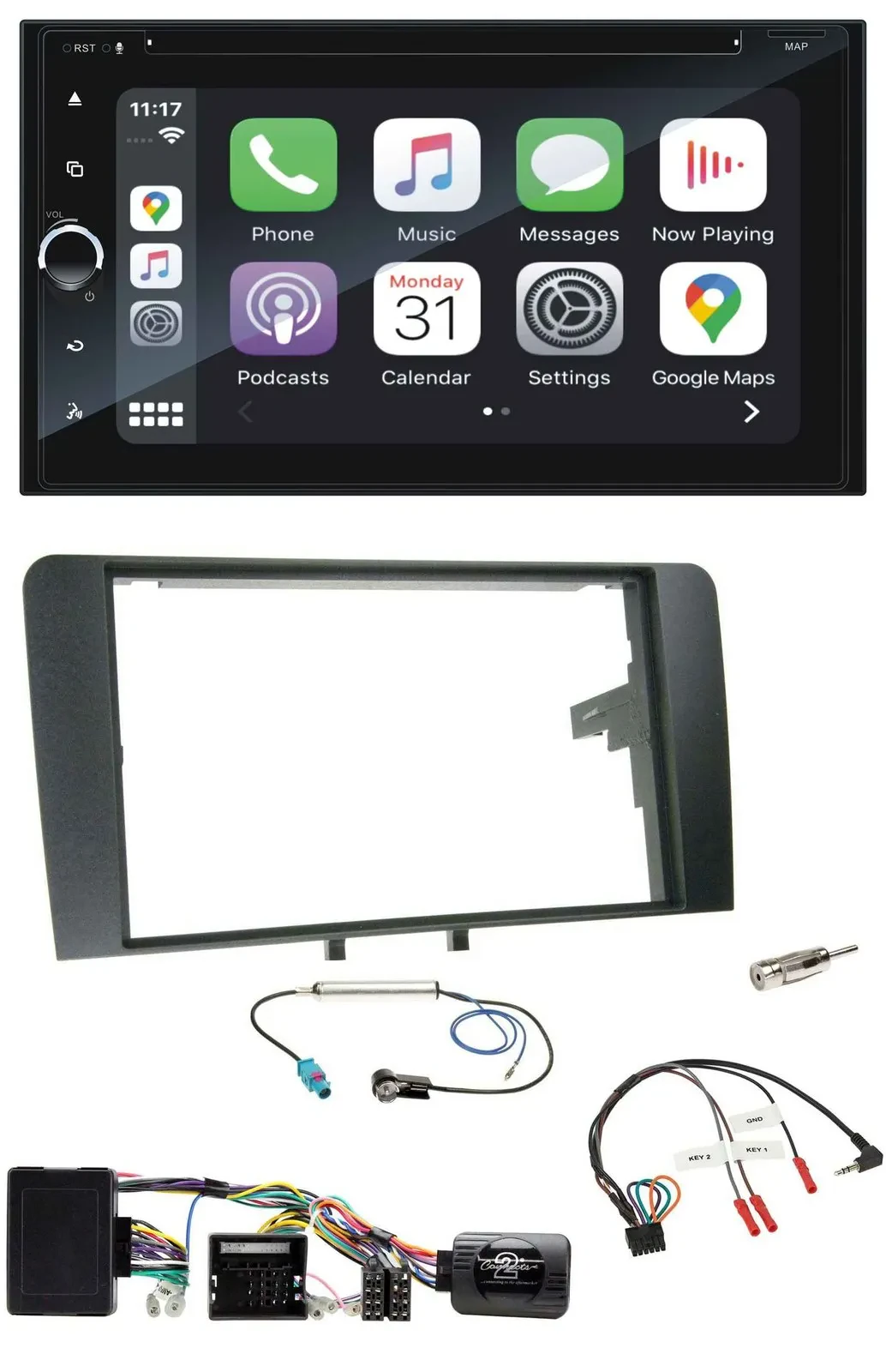 Blaupunkt USB DAB Bluetooth 2DIN TMC Lenkrad Navigation für Audi A3 8P 03-12 Bos