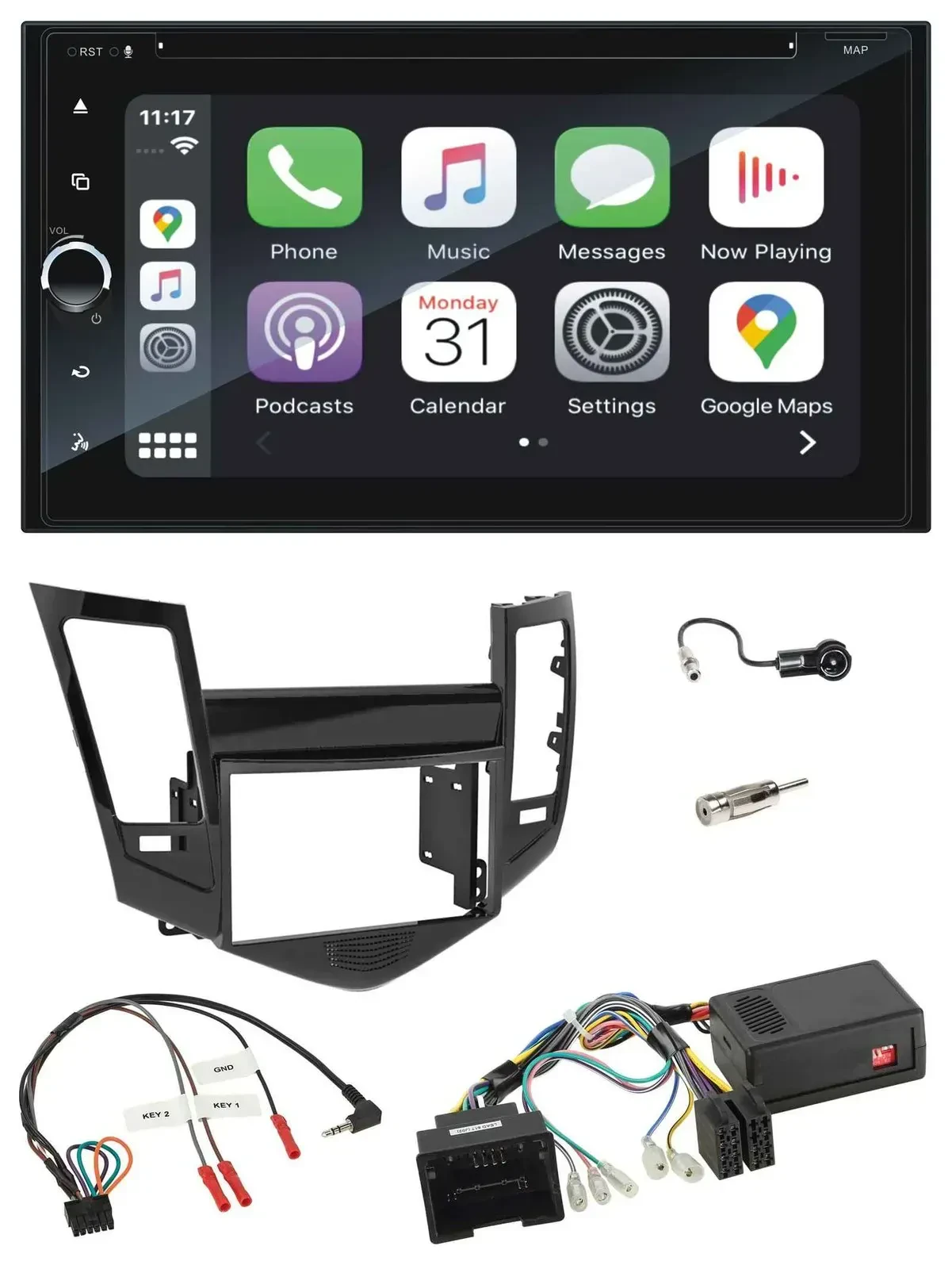 Blaupunkt USB DAB Bluetooth 2DIN TMC Lenkrad Navigation für Chevrolet Cruze 05/2