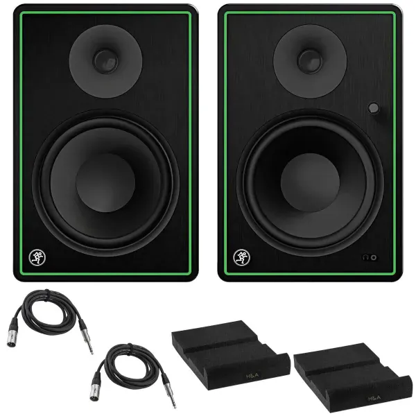 Mackie 2x CR8-XBT 8" Multimedia Monitors with Isolation Pads  Cables #CR8XBTPC