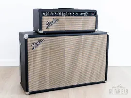 1966 Fender Bassman Black Panel Piggyback Vintage Tube Amp Head, 2x12 Cab, AB165