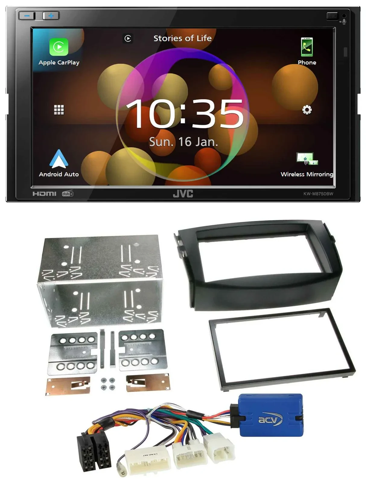 JVC DAB MP3 2DIN Bluetooth USB Autoradio für Toyota RAV 4 2011-2013 28 Pin