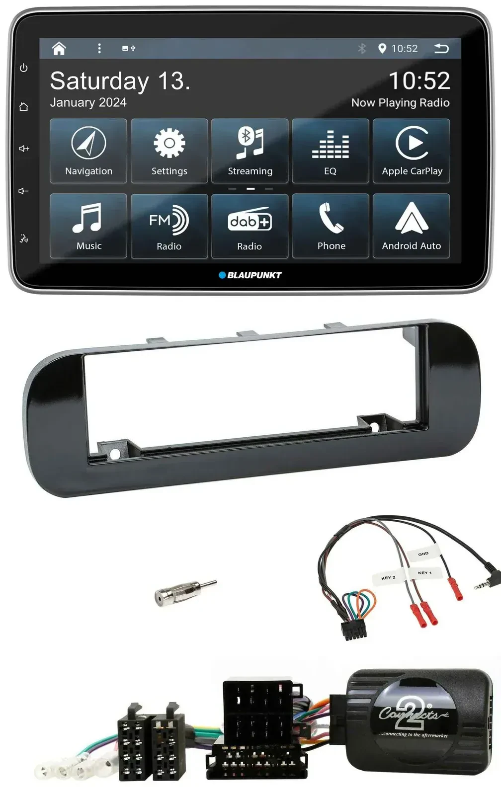 Blaupunkt USB DAB SD Lenkrad Bluetooth Autoradio für Fiat Panda 12-20 schwarz gl
