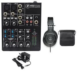 Mackie 402VLZ4 4-Channel Compact Analog Mixer+Audio Technica ATH-M30X Headphones