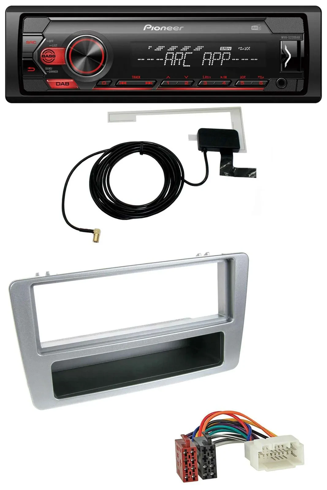 Автомагнитола для Honda Civic 2001–2003 (ручной климат-контроль) Pioneer 1-DIN USB DAB MP3 AUX, серебристая