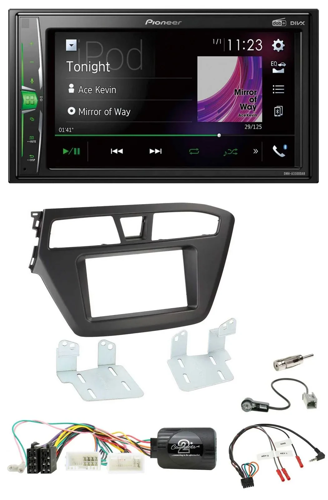 Автомагнитола Pioneer 2DIN DAB, USB, Bluetooth для Hyundai i20 (с 2015), поддержка управления на руле