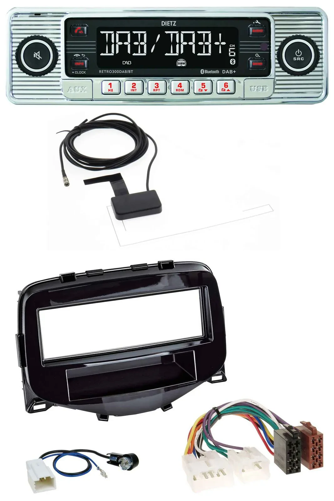 Автомагнитола Dietz Bluetooth USB MP3 DAB для Toyota Aygo (2014–2021)