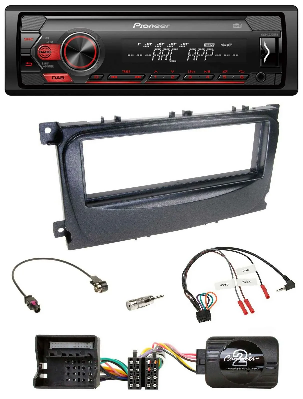 Автомагнитола Pioneer 1-DIN DAB/USB/MP3 для Ford S-Max/Mondeo (2007–2014) черная