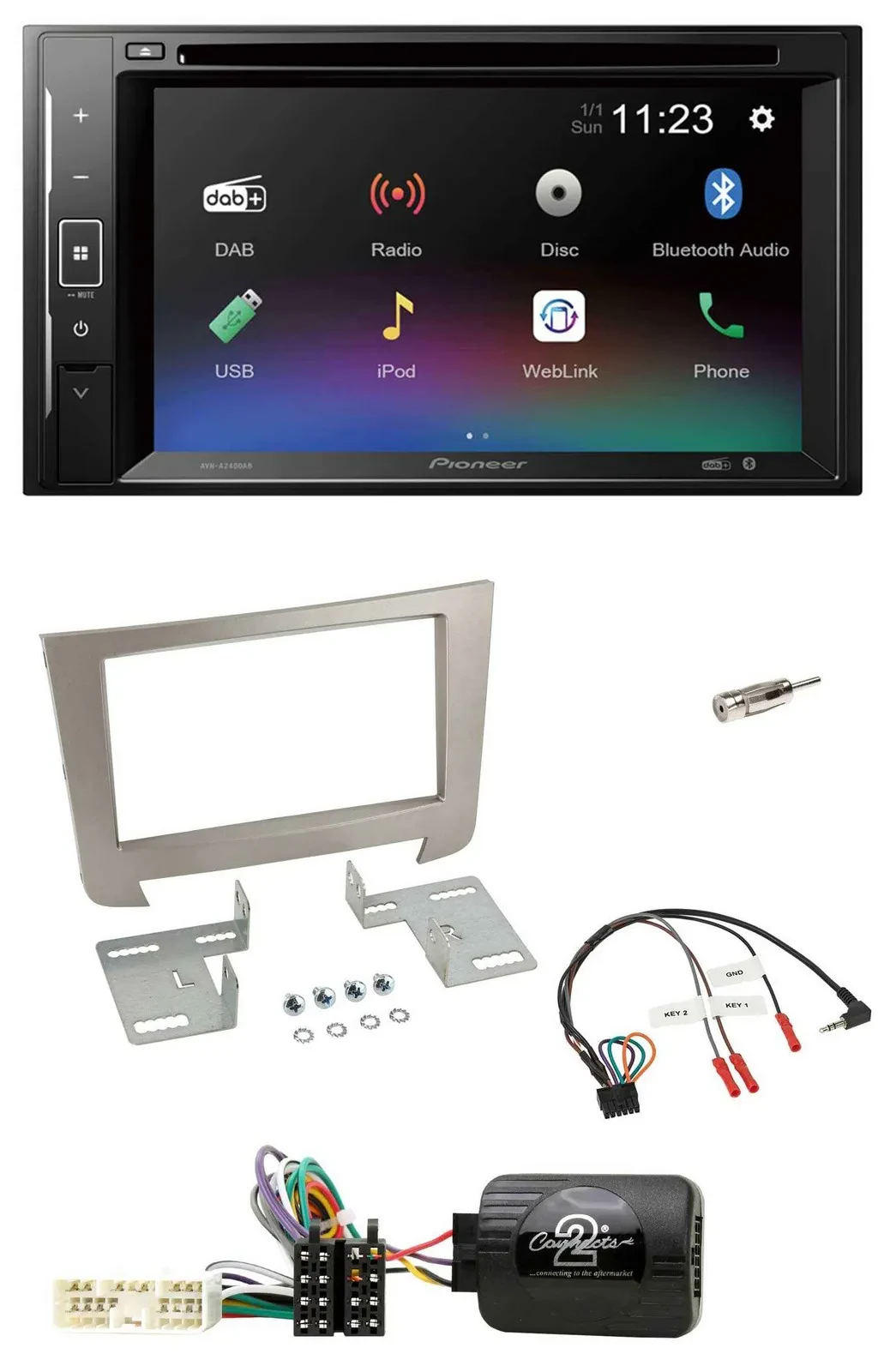 Pioneer Bluetooth Lenkrad USB 2DIN DAB DVD Autoradio für SSangYong Rexton ab 201