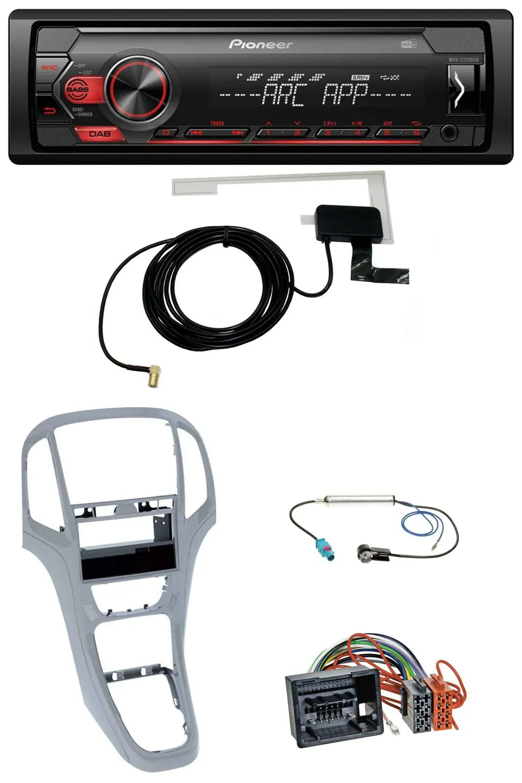 Pioneer 1DIN USB DAB MP3 AUX Autoradio für Opel Astra J ab 2009 Platin silber